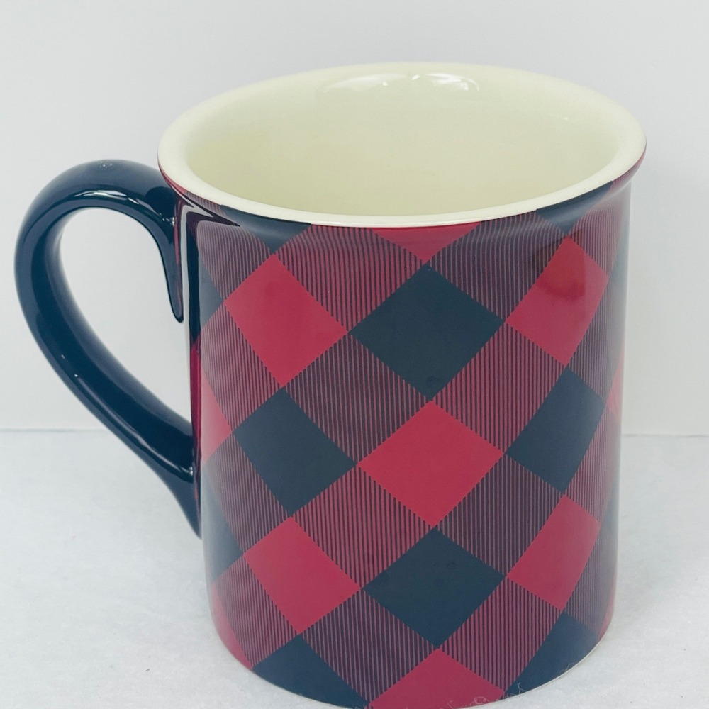 Holiday Home Red Black Buffalo Plaid Coffee Mug Ceramic Christmas Plaid Cup